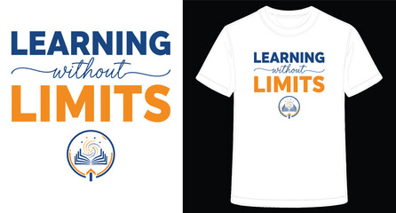 Inspirational Learning Without Limits TShirt Design with Open Book Icon