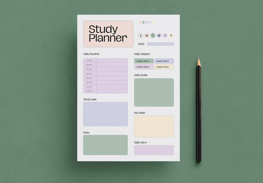 Study Planner Design Layout