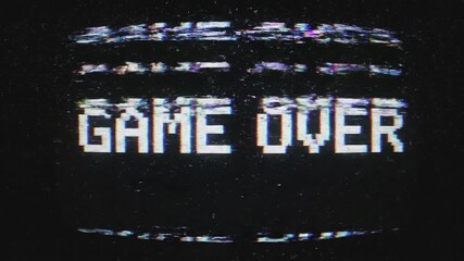 Retro Game Over Screen Glitch Effect Vintage Arcade Display. - Powered by Adobe