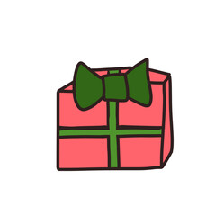 Hand-drawn Gift Box with Ribbon Illustration