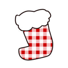 Festive Plaid Christmas Stocking Illustration