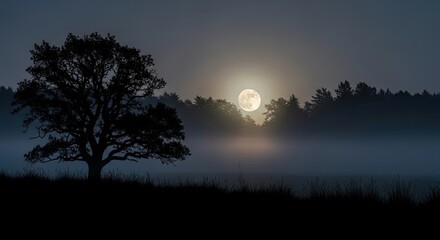 Fototapeta premium Moonlight Over Tree Silhouette Atmospheric Night Landscape-gigapixel-art-scale-6_00x.jpg