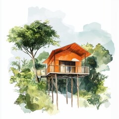 Lekki Conservation Centre. Lekki Conservation Centre hand drawn watercolor illustration on white background