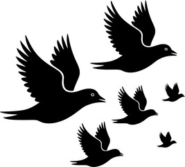 Flying pheasant bird silhouette vector illustration