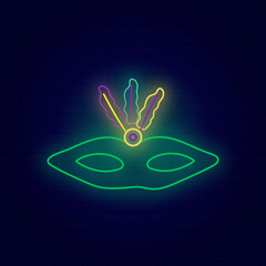 Neon vector illustration of a carnival mask