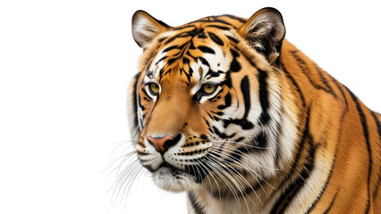Obraz premium Tiger Portrait, isolated on white or transparent background. PNG