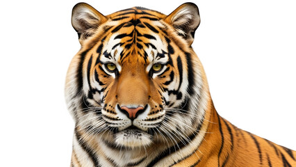Fototapeta premium Tiger Portrait, isolated on white or transparent background. PNG