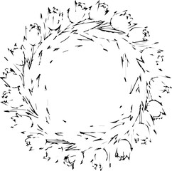 Floral tulip wreath with space for text, perfect for spring invitations, greeting cards, and elegant designs, originally vector graphics for scaling