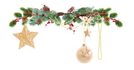 Christmas garland isolated on transparent background 