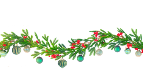 Christmas garland isolated on transparent background 
