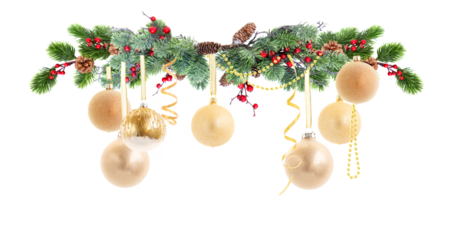 Christmas garland isolated on transparent background 