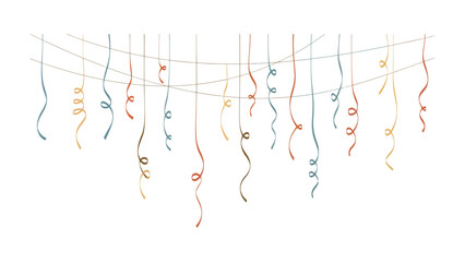 Festive Ribbon Display: A delicate assortment of vibrantly colored ribbons cascade gracefully, their whimsical curls and varied lengths creating a sense of joy and celebration. 