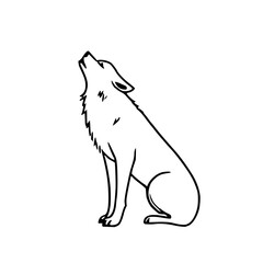 Minimalist howling wolf illustration with clean bold outlines, perfect for wildlife art, tattoos, logos, posters, stickers, and modern digital design projects.