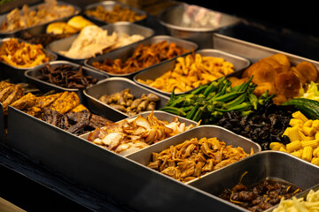 the typical sight of Taiwanese Cold Salads found at Taiwanese night markets or snack stalls