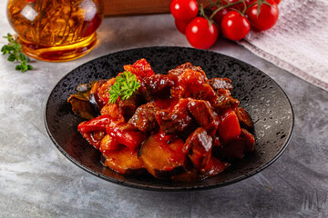 Roasted beef meat with vegetables
