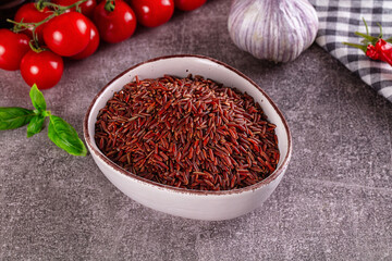 Asian organic red raw rice