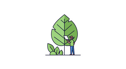 Obraz premium A botanist with a tablet studying plant life in nature, bringing a fresh perspective to ecological research and environmental awareness campaigns
