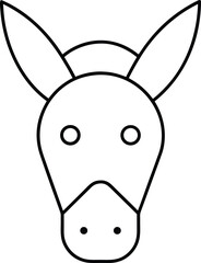 donkey head icon line art vector illustration on transparent background
