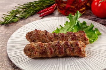 Grilled beef kebab minced meat
