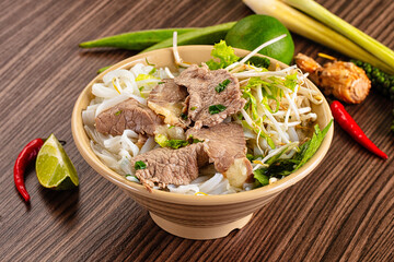 Vietnamese pho bo soup with beef