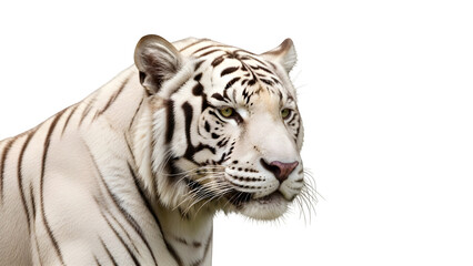 Fototapeta premium Majestic White Tiger Portrait, isolated on white or transparent background. PNG