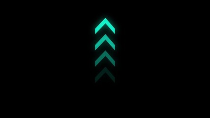 Up arrow animation on black background. direction arrow icon motion. Up arrow isolated. A series of chevron arrows pointing upwards against a solid black background with a subtle gradient effect.