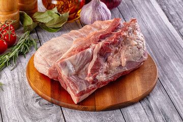 Raw spare pork ribs meat