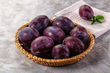 Ripe sweet fresh juicy plums