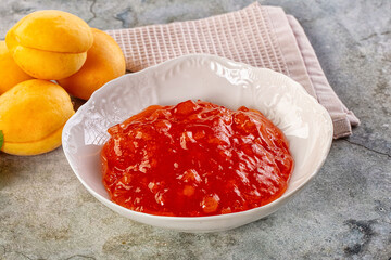 Sweet homemade juicy apricot jam