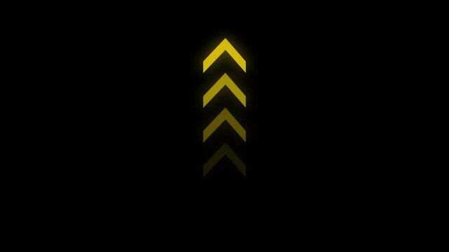 Up arrow animation on black background. direction arrow icon motion. Up arrow isolated. A series of chevron arrows pointing upwards against a solid black background with a subtle gradient effect.