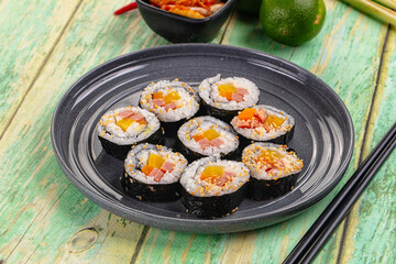 Koream homemade roll Kimbap with nori seaweed