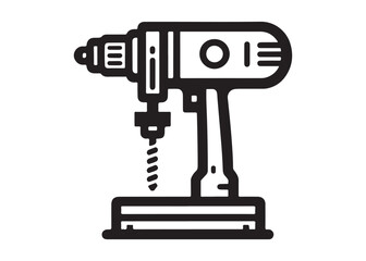 drill machine logo silhouette vector, power drill silhouette vector illustration, construction tool logo silhouette, drilling machine logo silhouettes vector on white background