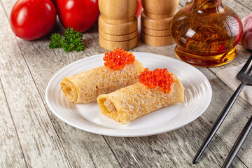 Gourmet Panccakes with red caviar