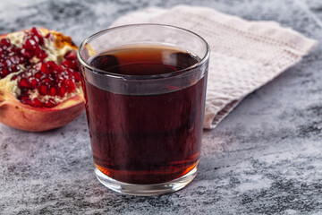 Sweet vitamin pomegranate juice glass