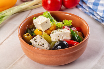 Greek salad with feta cheese