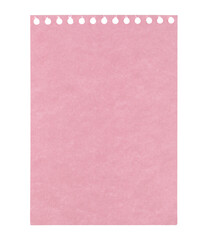 Pink blank notepad paper with texture, isolated on transparent background. Office blank paper concept © rvlsoft