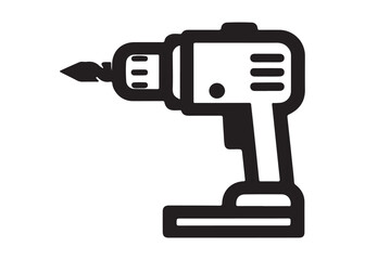 drill machine logo silhouette vector, power drill silhouette vector illustration, construction tool logo silhouette, drilling machine logo silhouettes vector on white background