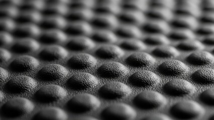 Close-up of textured surface with repeating circular patterns in grayscale.
