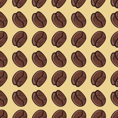Coffee beans seamless pattern Vector illustration. coffee background for textile or fabric
