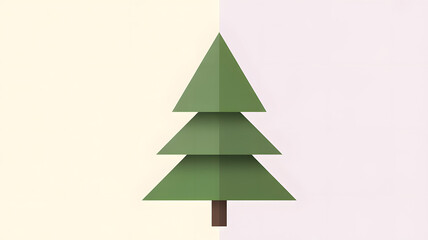 Minimal paper christmas tree on soft pastel background
