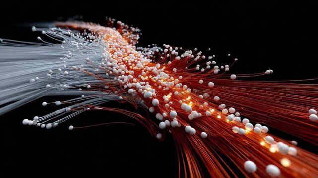 Flowing Dynamics: An abstract representation of data streams, visualized through dynamic lines and particles, creating a visually compelling exploration of digital information.