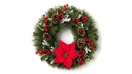 christmas wreath on white background