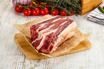 Raw beef ribs for cooking