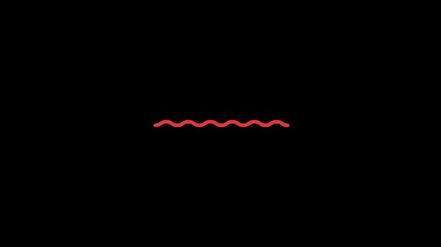 Minimalist red wavy line graphic element centered on a stark black background for design