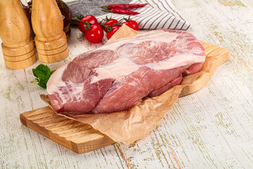 Raw pork meat piece for cooking