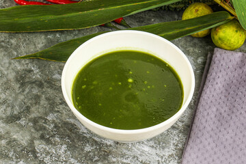 Green spinach cream vegan soup