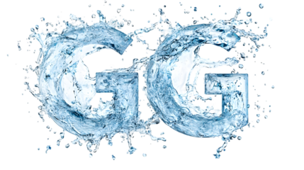The letter g is formed from water splashes, isolated on transparent background cool and refreshing design element