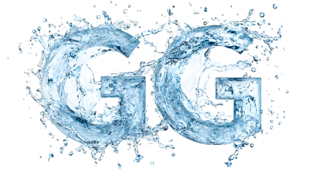 The letter g is formed from water splashes, isolated on transparent background cool and refreshing design element - Powered by Adobe