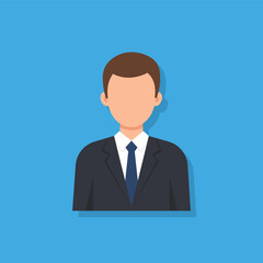Businessman Icon Flat Vector on Blue Background