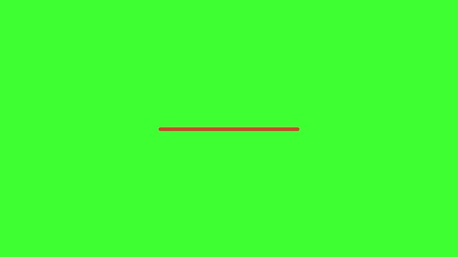 Simple red horizontal line animation element centered on a vibrant green screen background for editing